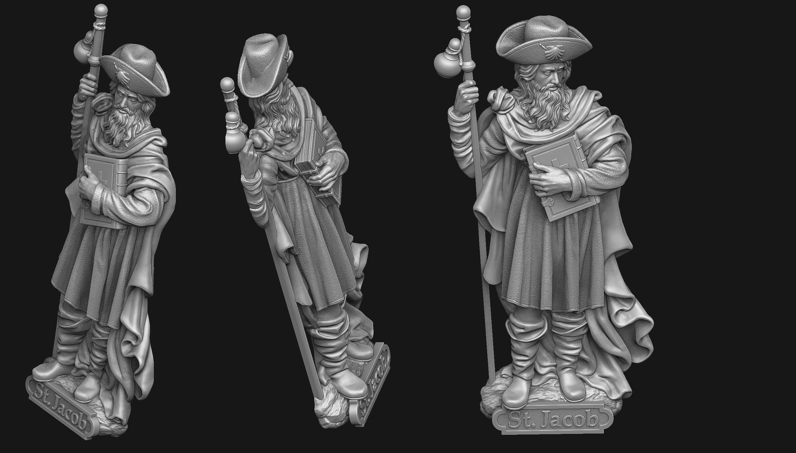 Saint Jacob Bas-Relief 3D print model_4