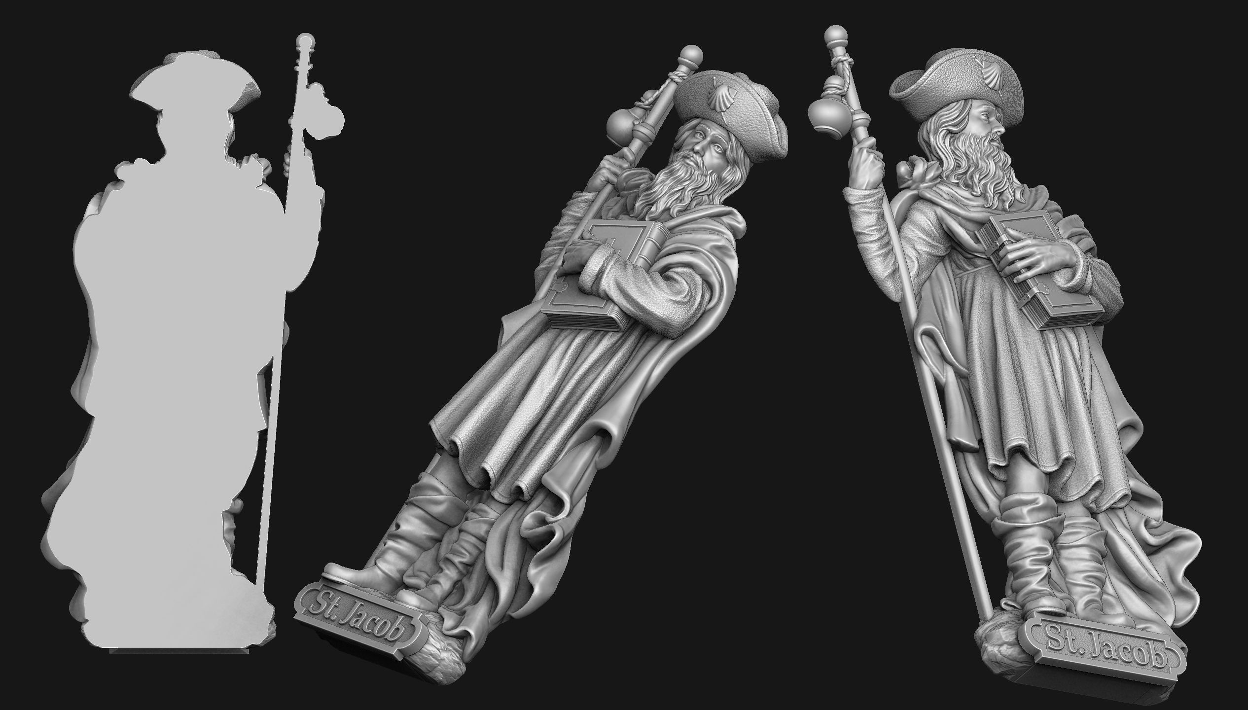 Saint Jacob Bas-Relief 3D print model_3
