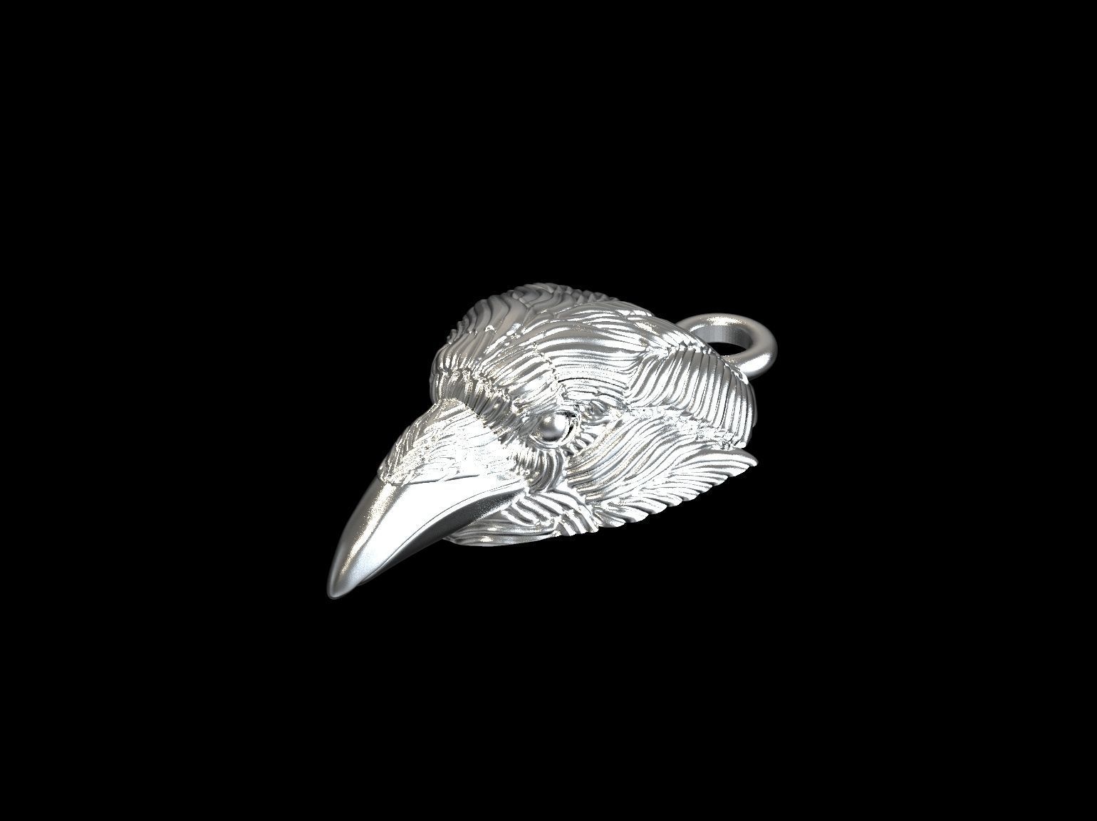 Raven head necklace  3D print model_18