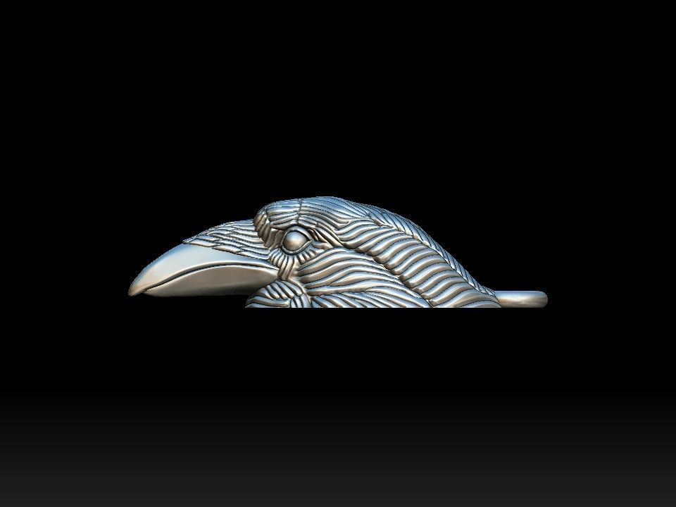 Raven head necklace  3D print model_23