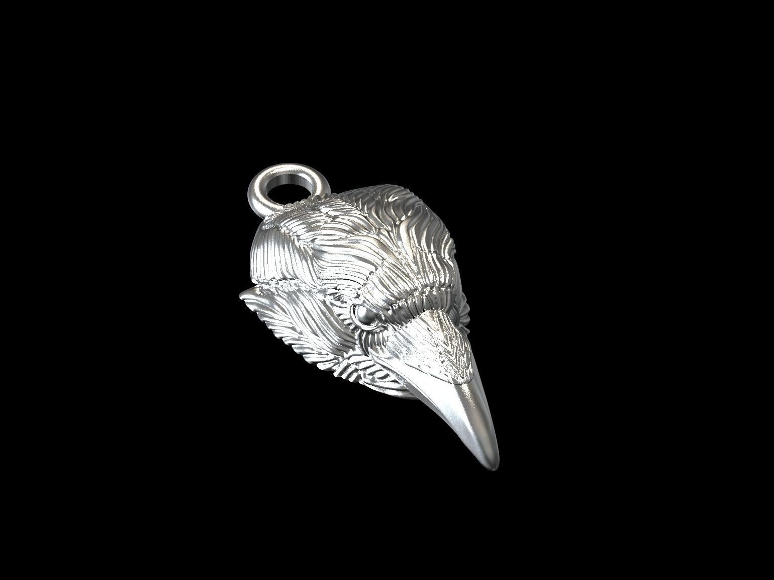 Raven head necklace  3D print model_13