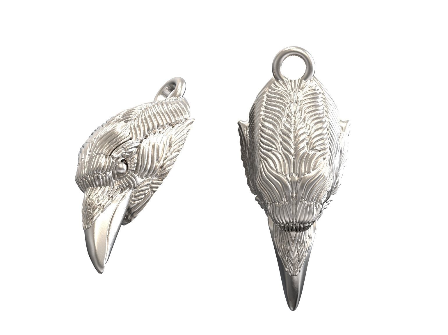 Raven head necklace  3D print model_1