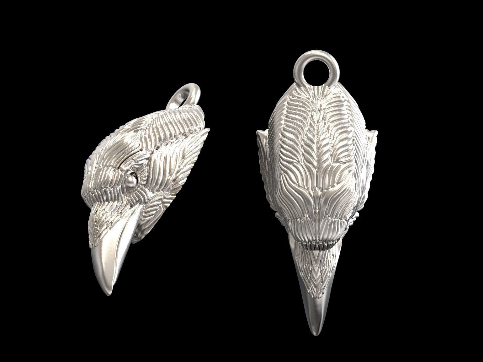 Raven head necklace  3D print model_8