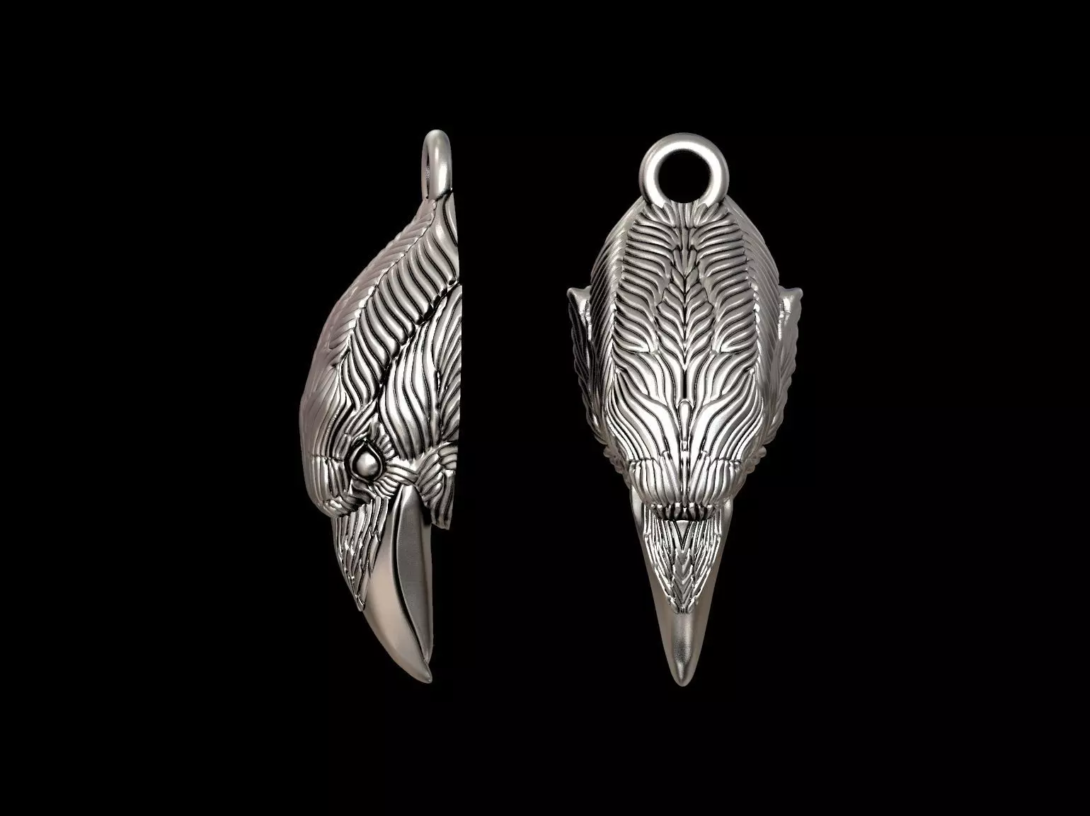 Raven head necklace  3D print model_0