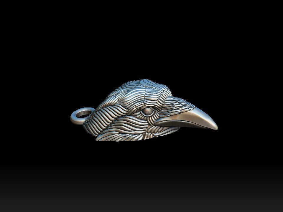 Raven head necklace  3D print model_21