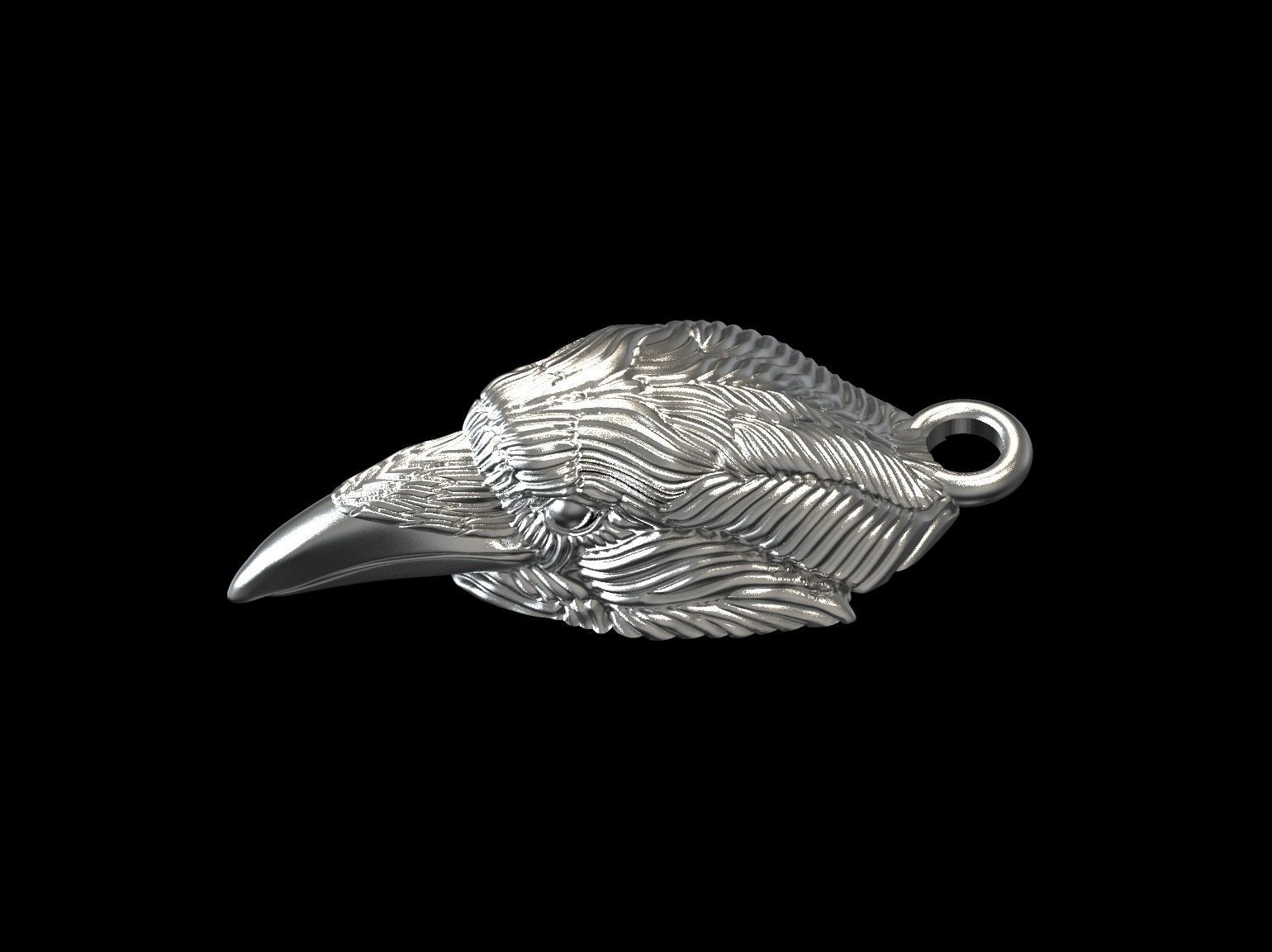 Raven head necklace  3D print model_15