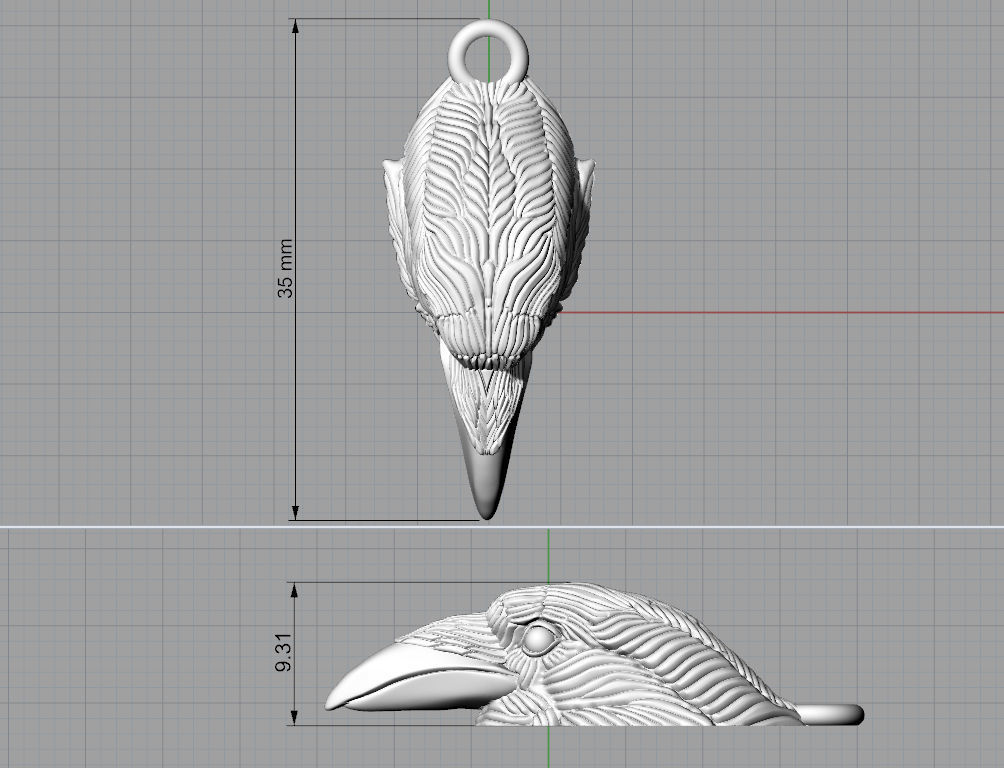 Raven head necklace  3D print model_4