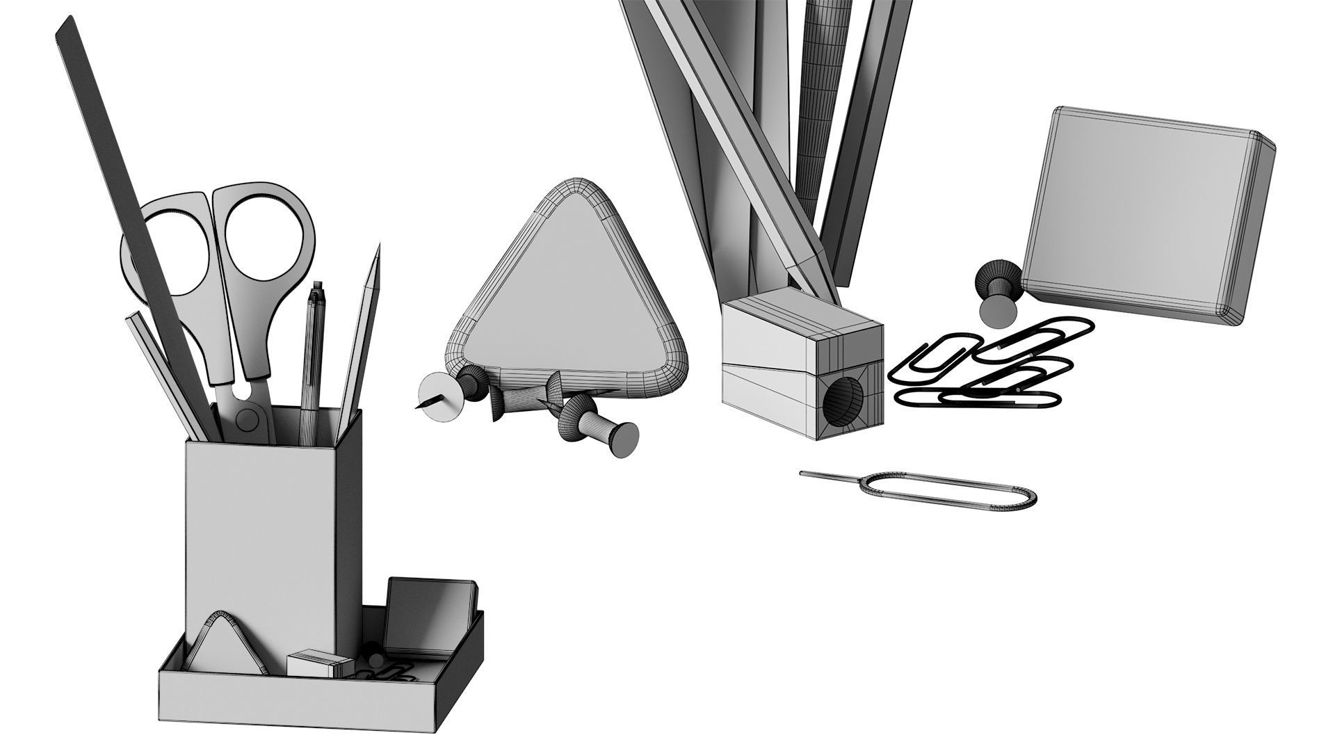 Office Supplies Accessories Set 3D model_5