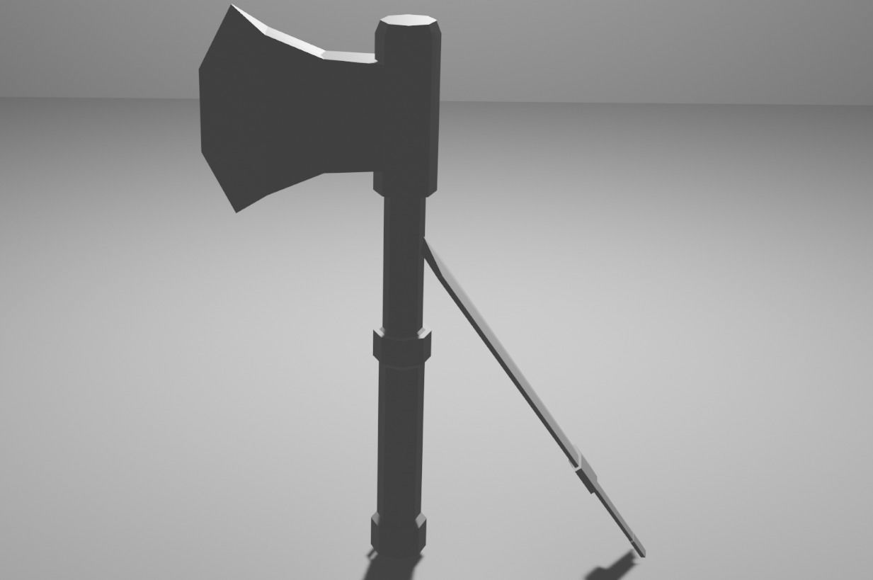 Weapon axe Low-poly 3D model_1