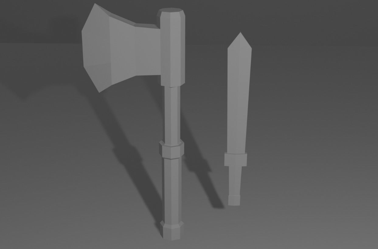 Weapon axe Low-poly 3D model_2