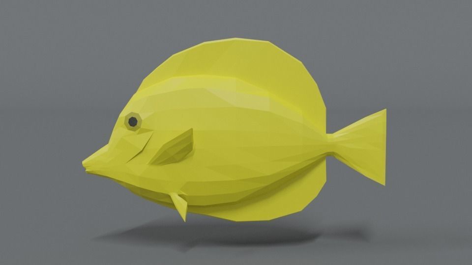 Low Poly Cartoon Yellow Tang Fish Low-poly 3D model_1
