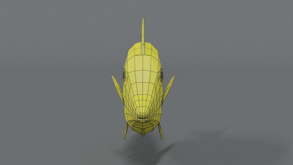 Low Poly Cartoon Yellow Tang Fish Low-poly 3D model_16