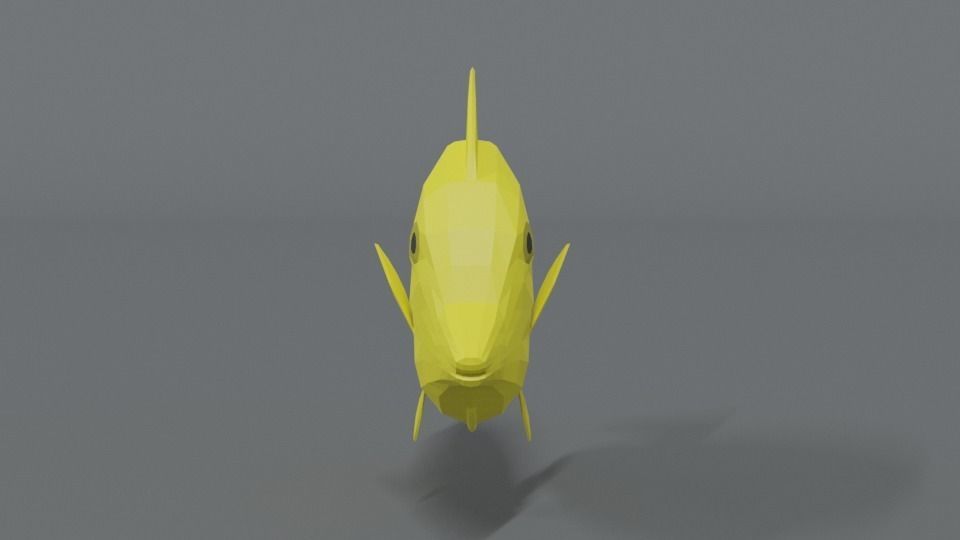 Low Poly Cartoon Yellow Tang Fish Low-poly 3D model_7