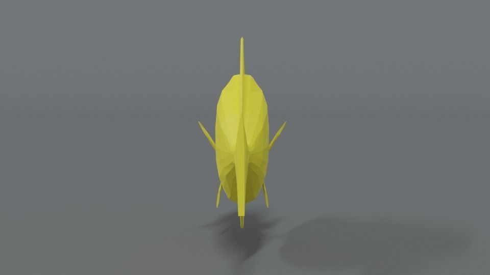 Low Poly Cartoon Yellow Tang Fish Low-poly 3D model_3