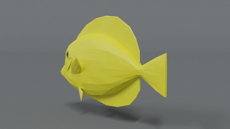 Low Poly Cartoon Yellow Tang Fish Low-poly 3D model_2