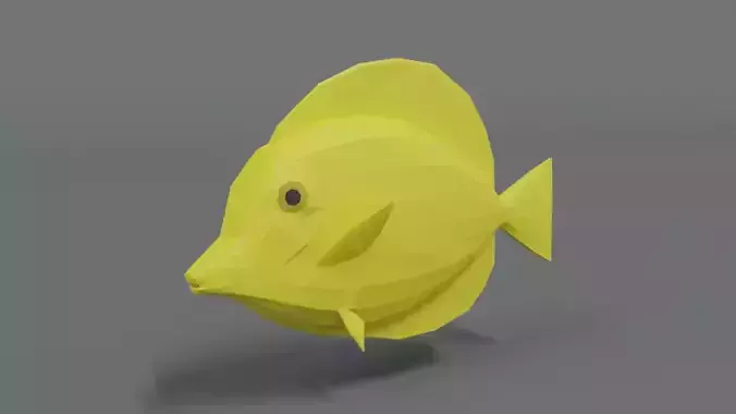 Low Poly Cartoon Yellow Tang Fish Low-poly 3D model