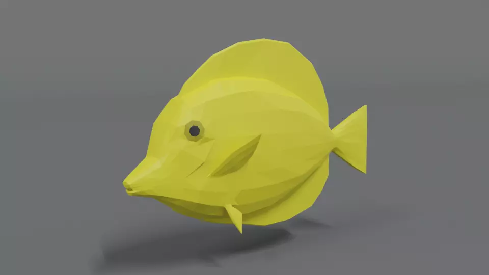 Low Poly Cartoon Yellow Tang Fish Low-poly 3D model_0
