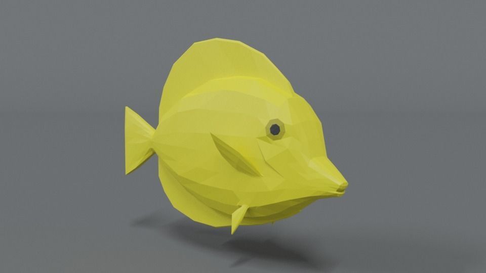 Low Poly Cartoon Yellow Tang Fish Low-poly 3D model_6