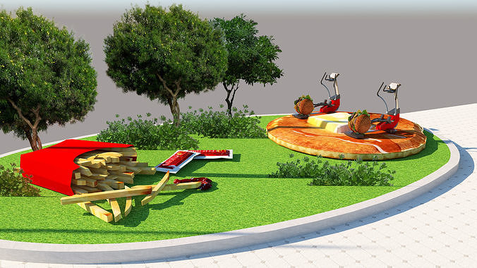 park  and gym Low-poly 3D model