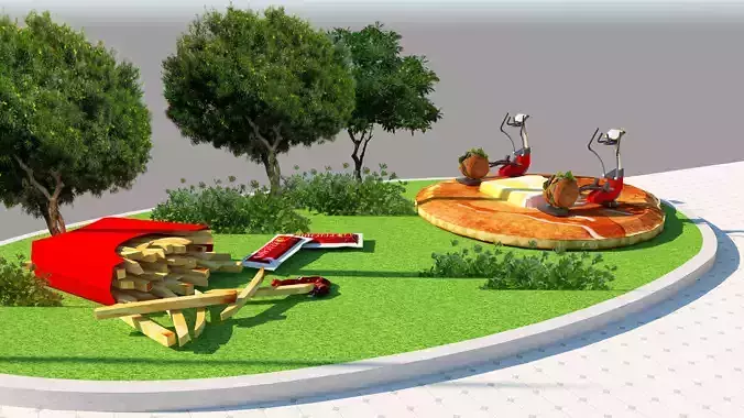 park  and gym Low-poly 3D model
