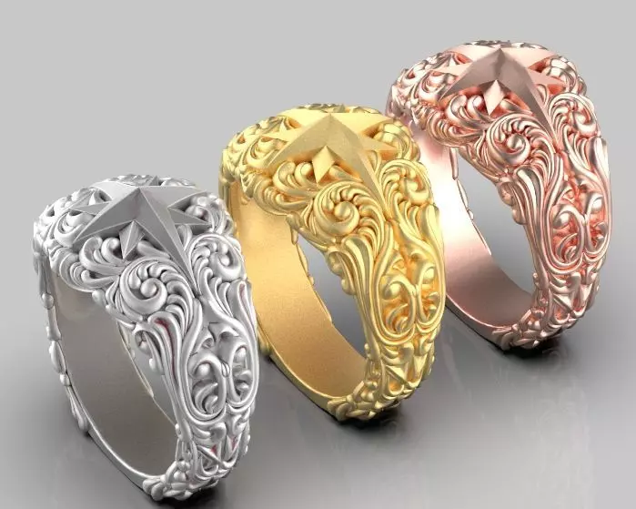 star ring Silver Gold  Print 3D print model_0