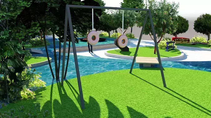 Donut park Low-poly 3D model