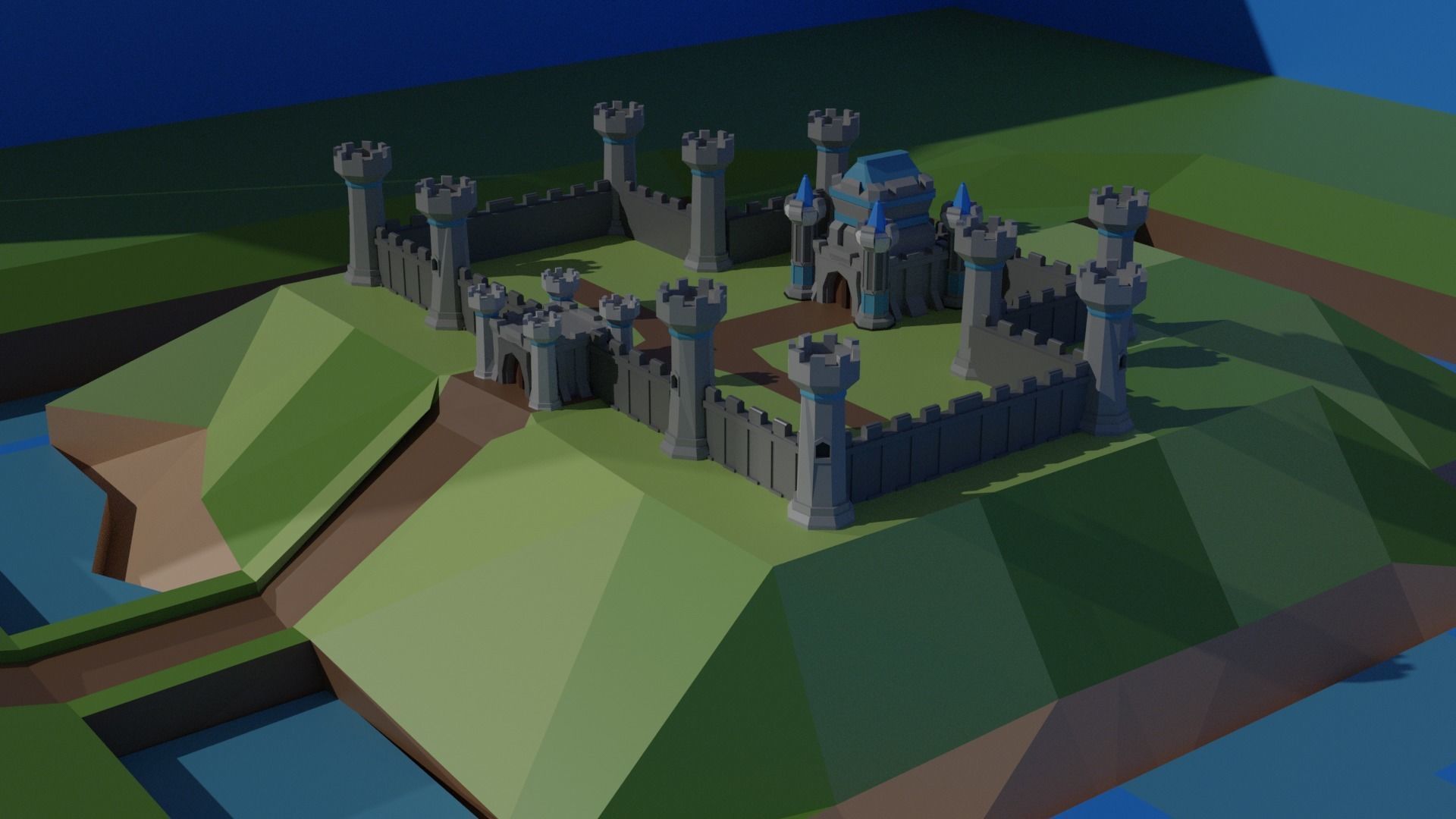 Low Poly 3D Medieval Castle  Low-poly 3D model_6
