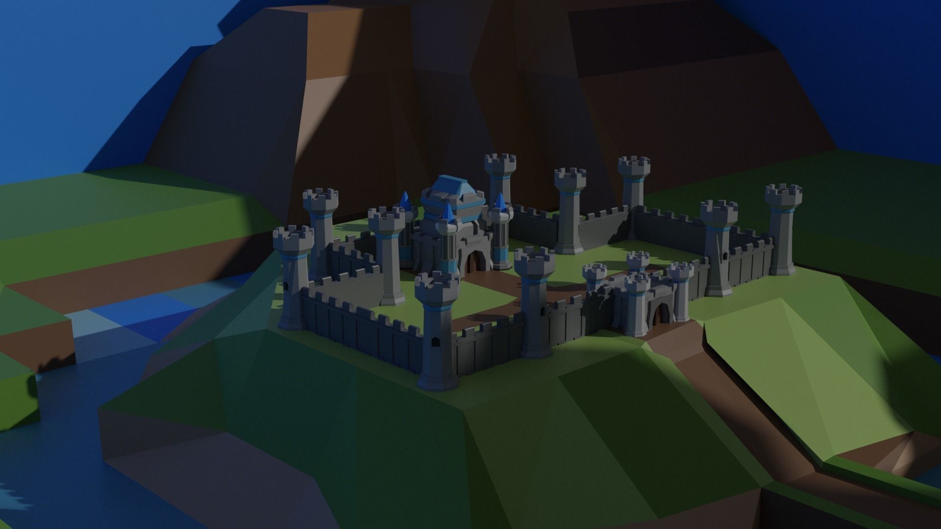 Low Poly 3D Medieval Castle  Low-poly 3D model_7