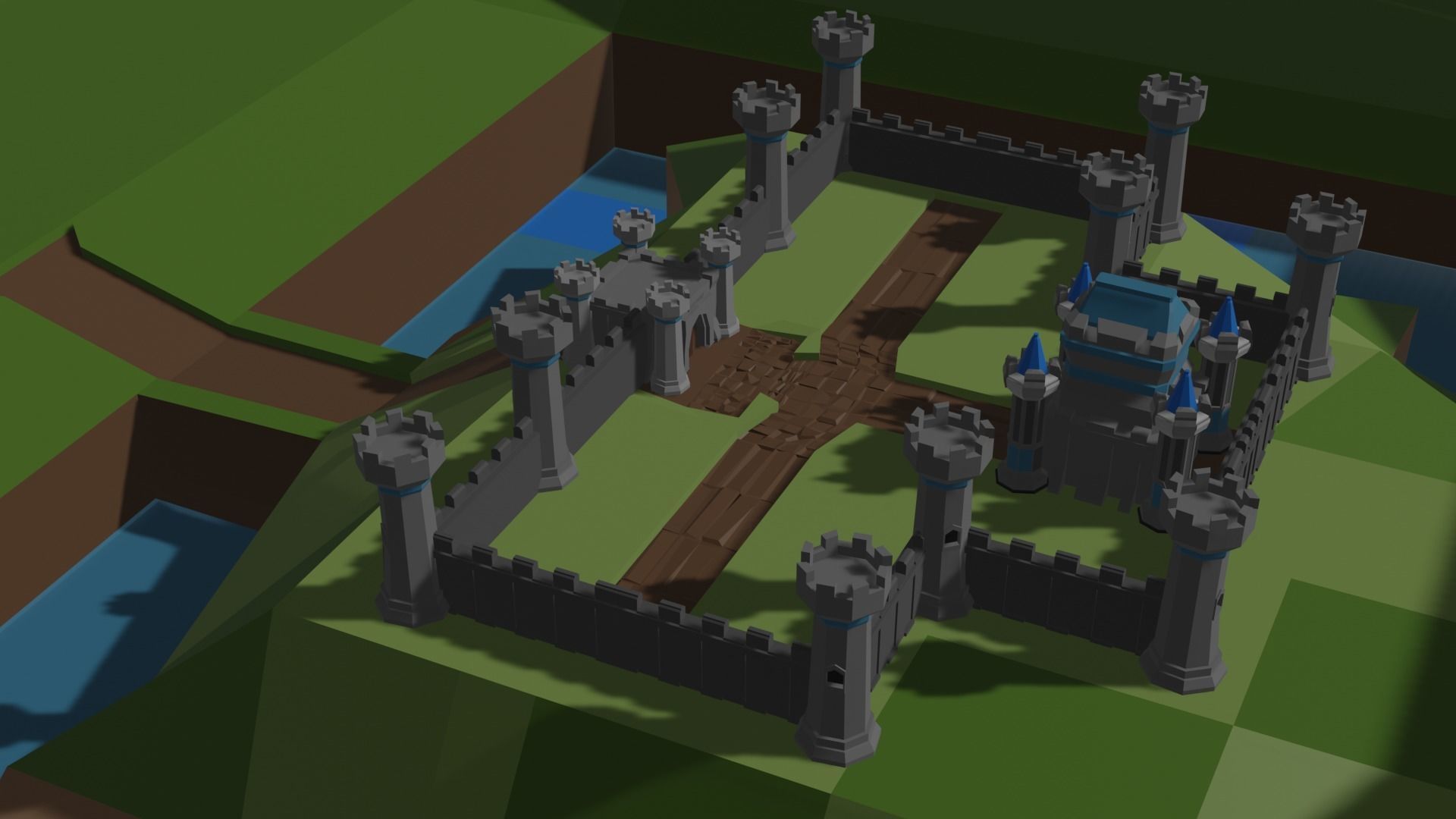 Low Poly 3D Medieval Castle  Low-poly 3D model_2