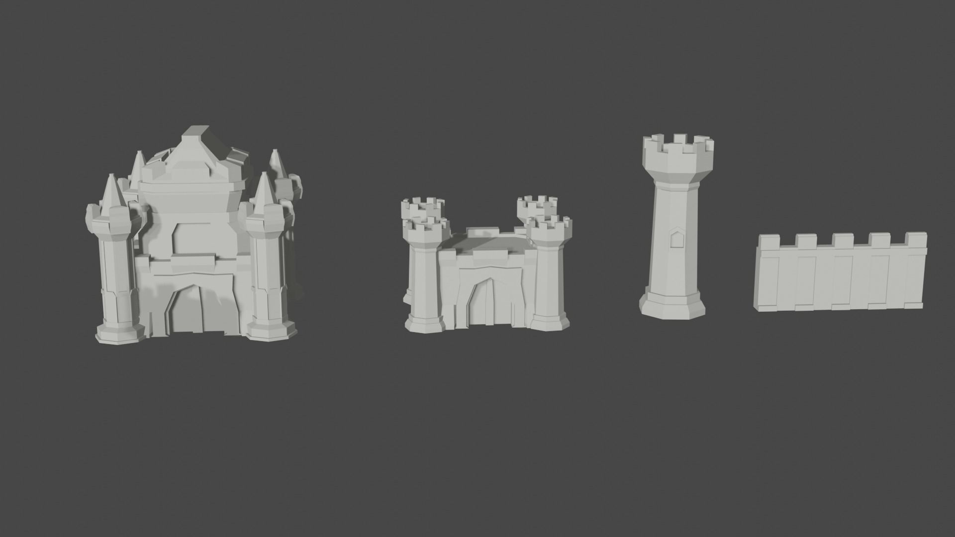 Low Poly 3D Medieval Castle  Low-poly 3D model_9