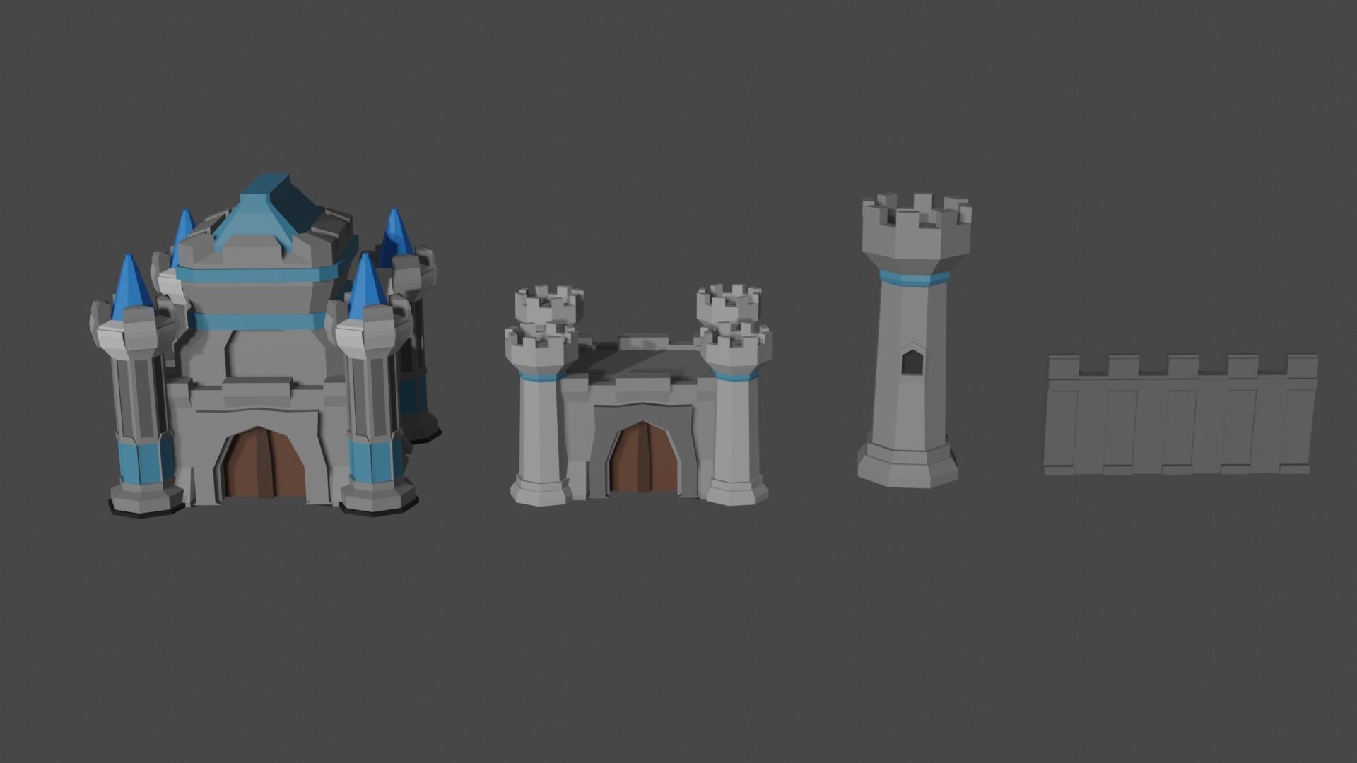 Low Poly 3D Medieval Castle  Low-poly 3D model_10