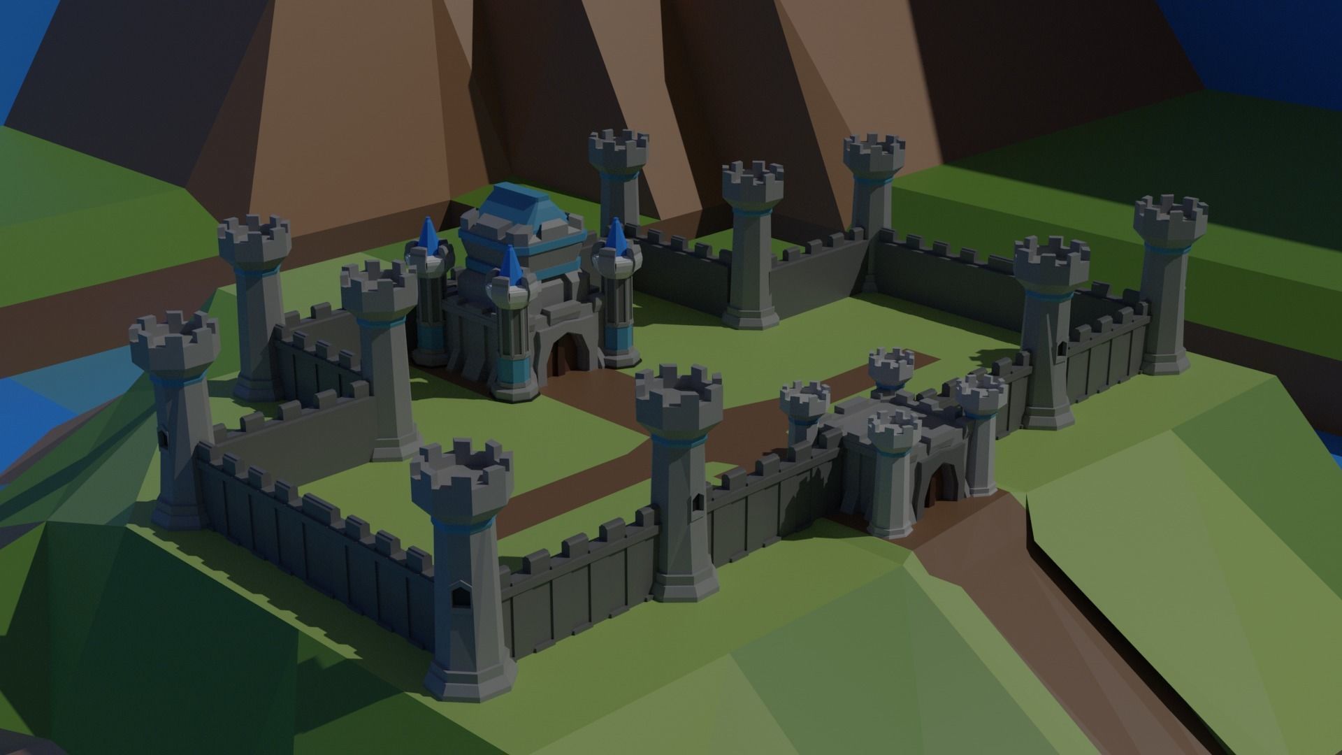 Low Poly 3D Medieval Castle  Low-poly 3D model_4