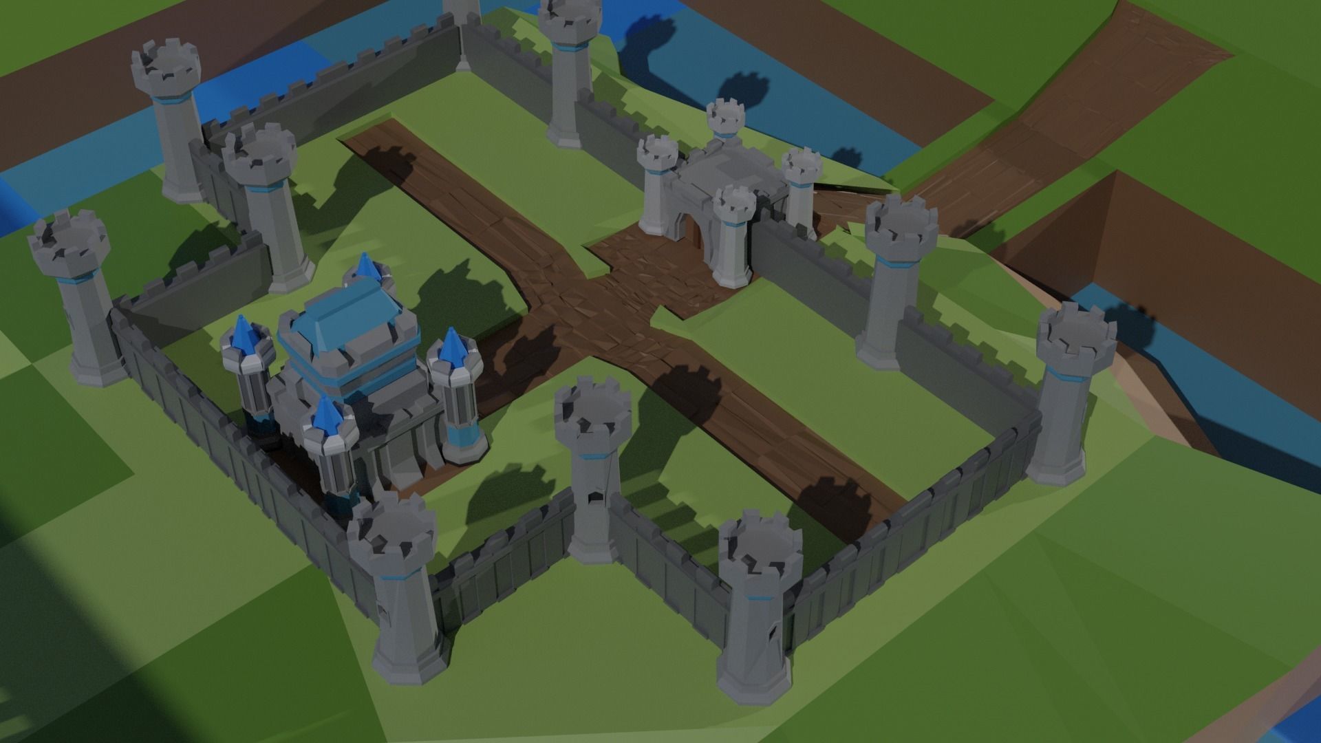 Low Poly 3D Medieval Castle  Low-poly 3D model_3