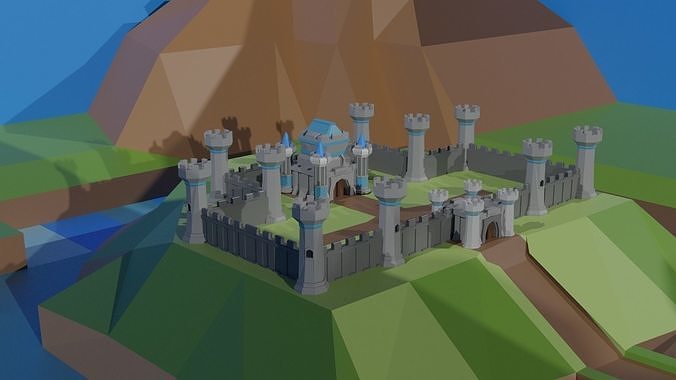 Low Poly 3D Medieval Castle  Low-poly 3D model