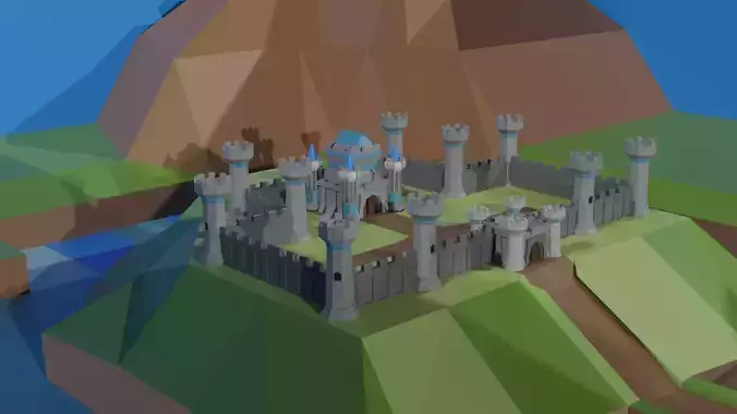 Low Poly 3D Medieval Castle  Low-poly 3D model