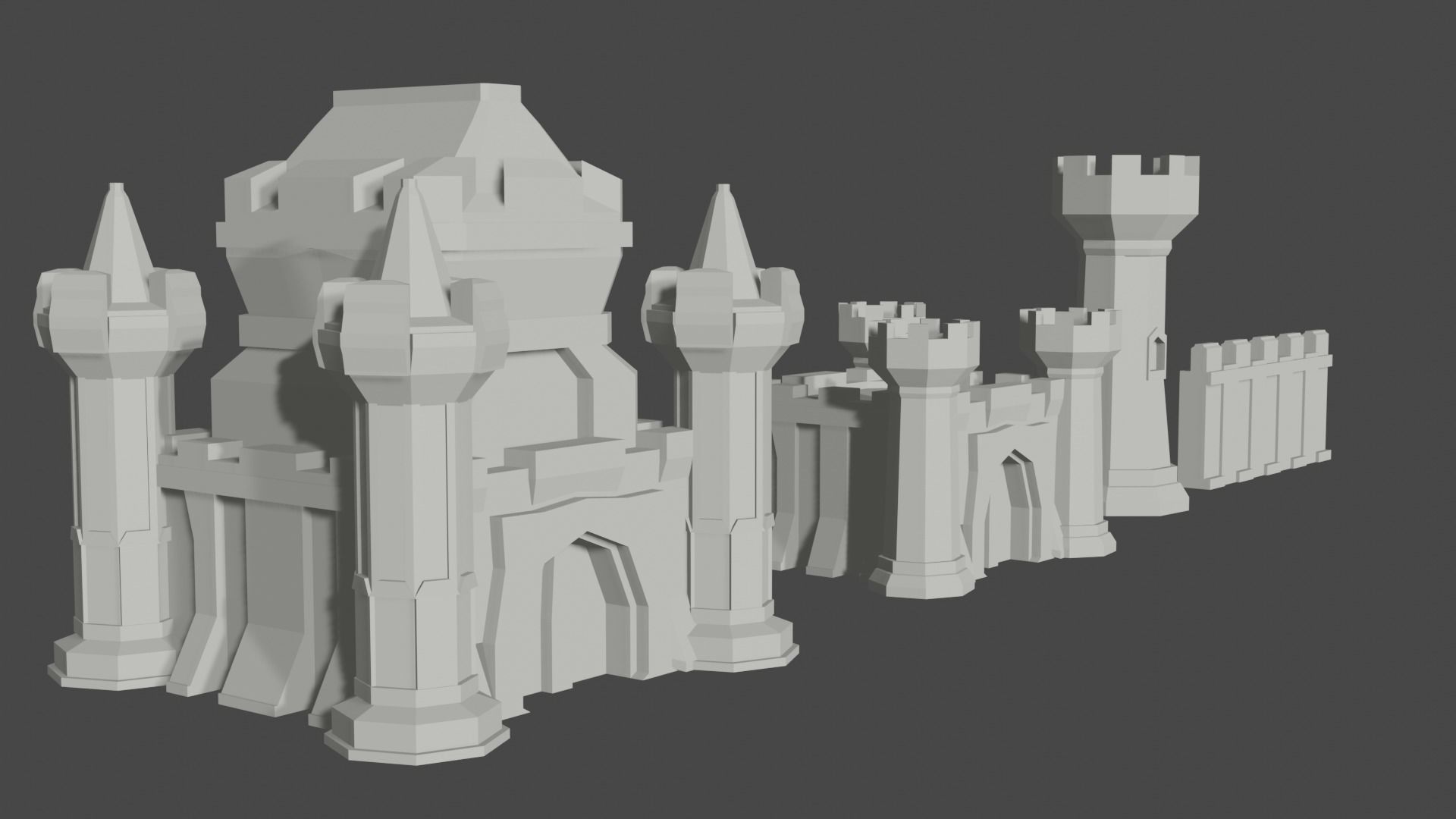 Low Poly 3D Medieval Castle  Low-poly 3D model_8