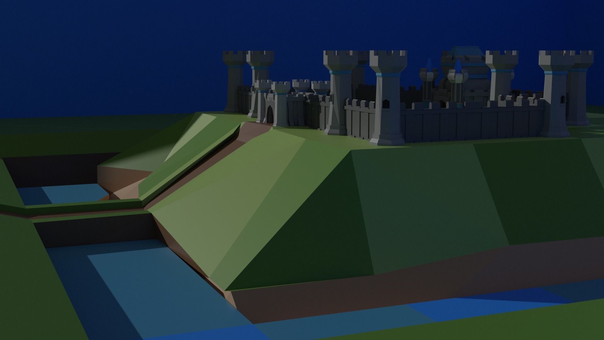 Low Poly 3D Medieval Castle  Low-poly 3D model_5