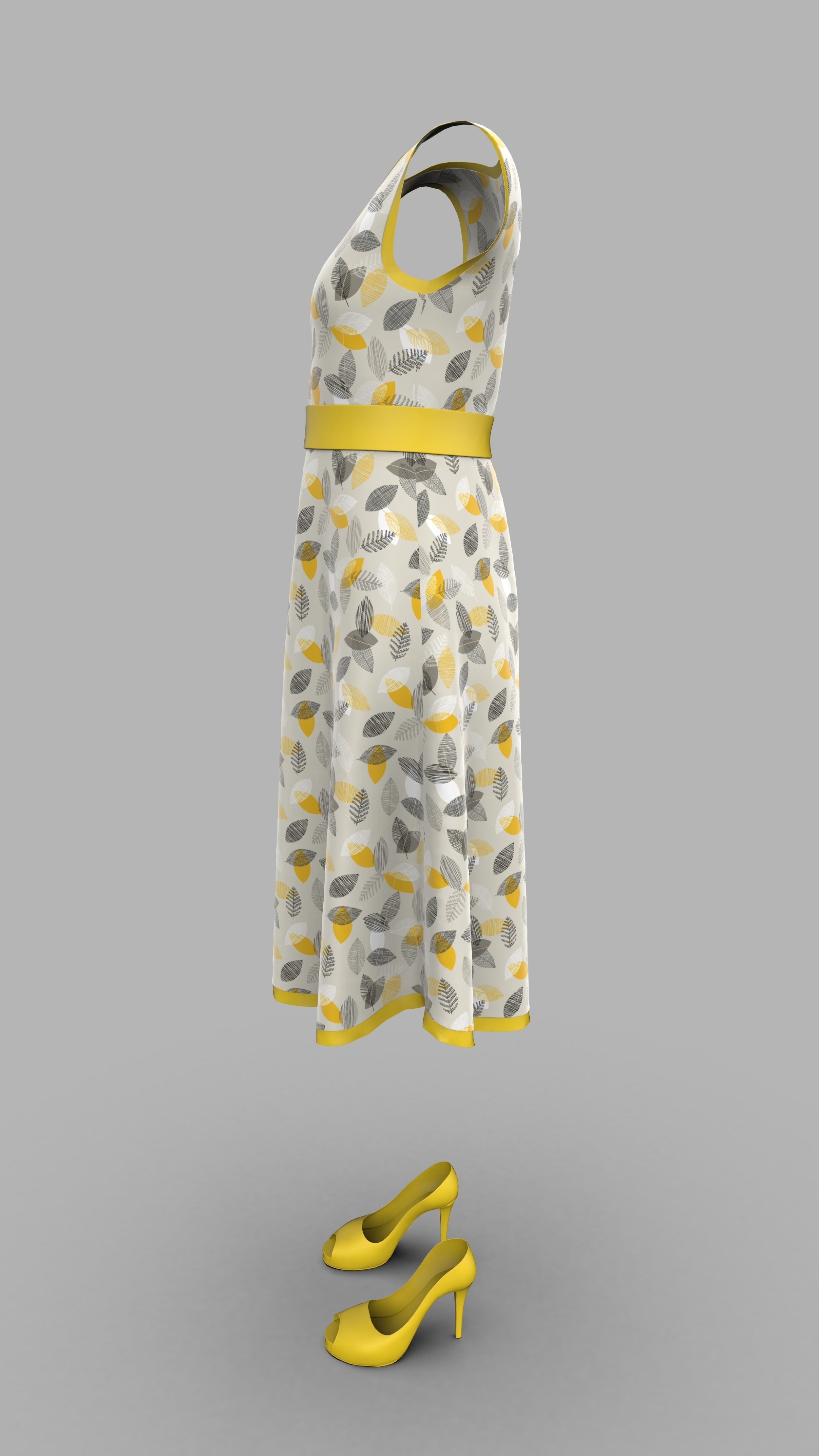 Simple dress 3d model - without manikin 3D model_2