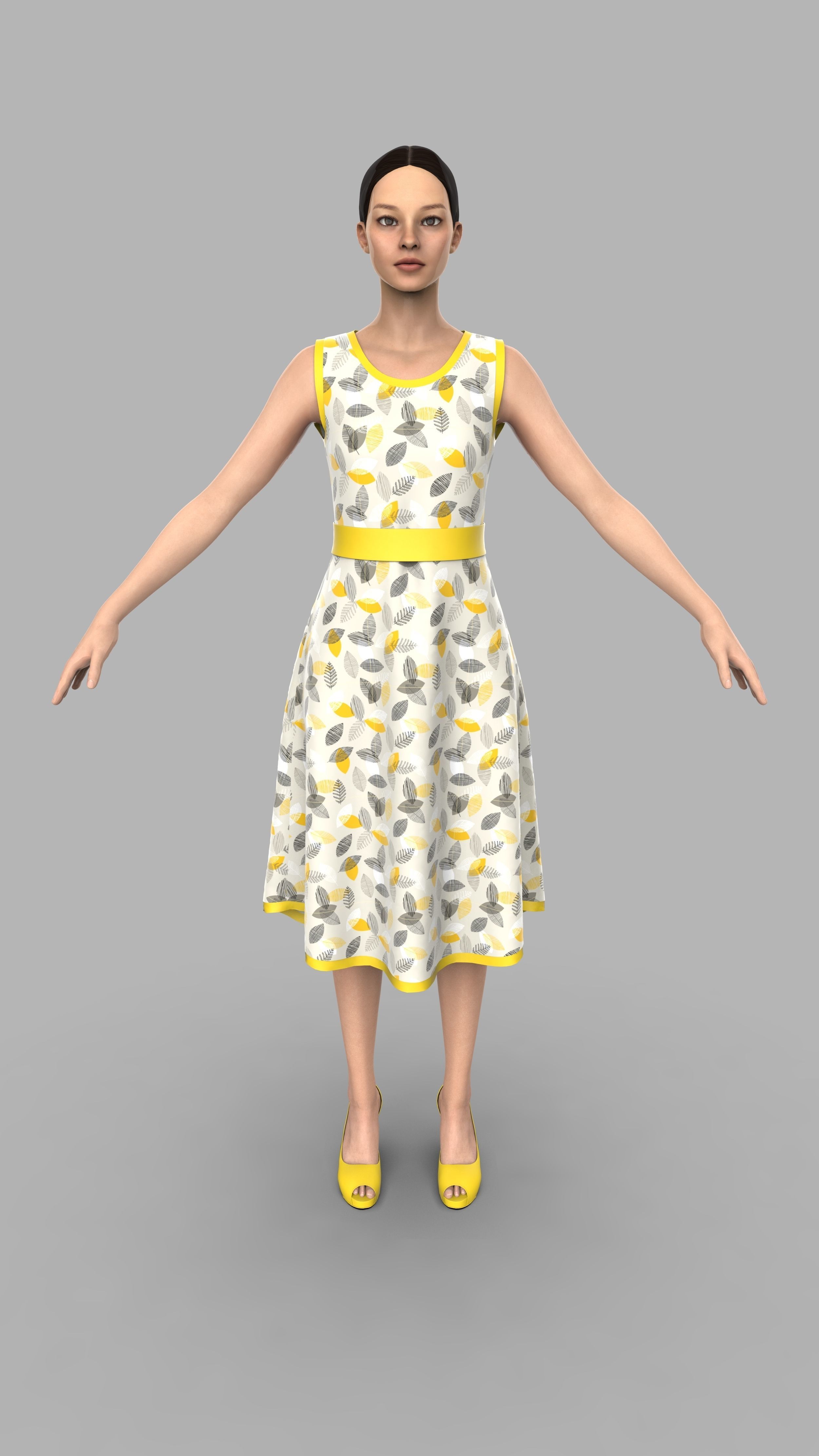 Simple dress 3d model - without manikin 3D model_7