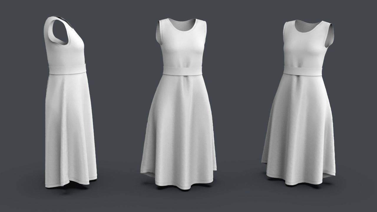 Simple dress 3d model - without manikin 3D model_8