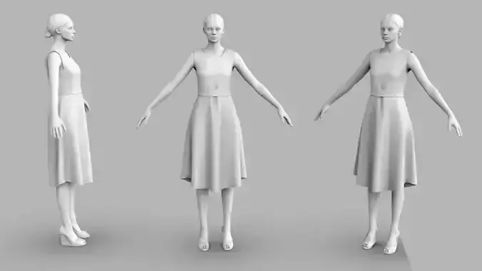 Simple dress 3d model - without manikin
