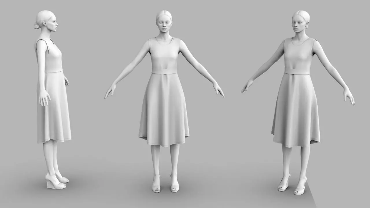 Simple dress 3d model - without manikin 3D model_0