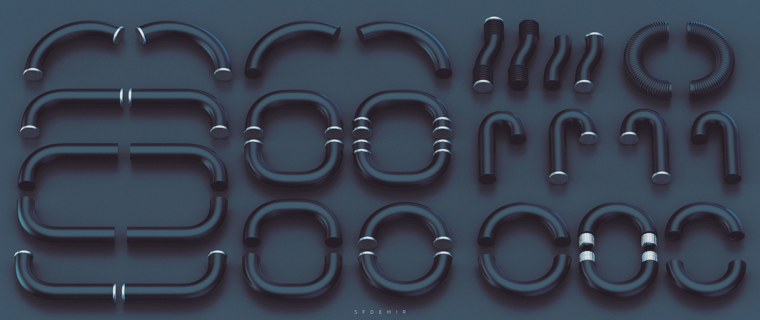 SFDEMIR Tube Kitbash 02 Low-poly 3D model_3