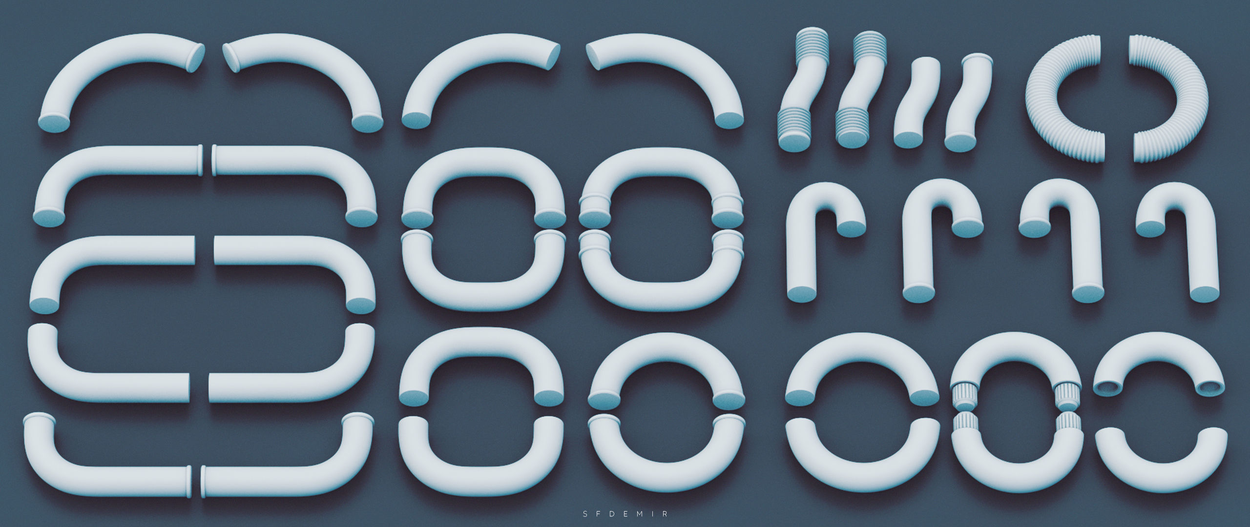 SFDEMIR Tube Kitbash 02 Low-poly 3D model_4