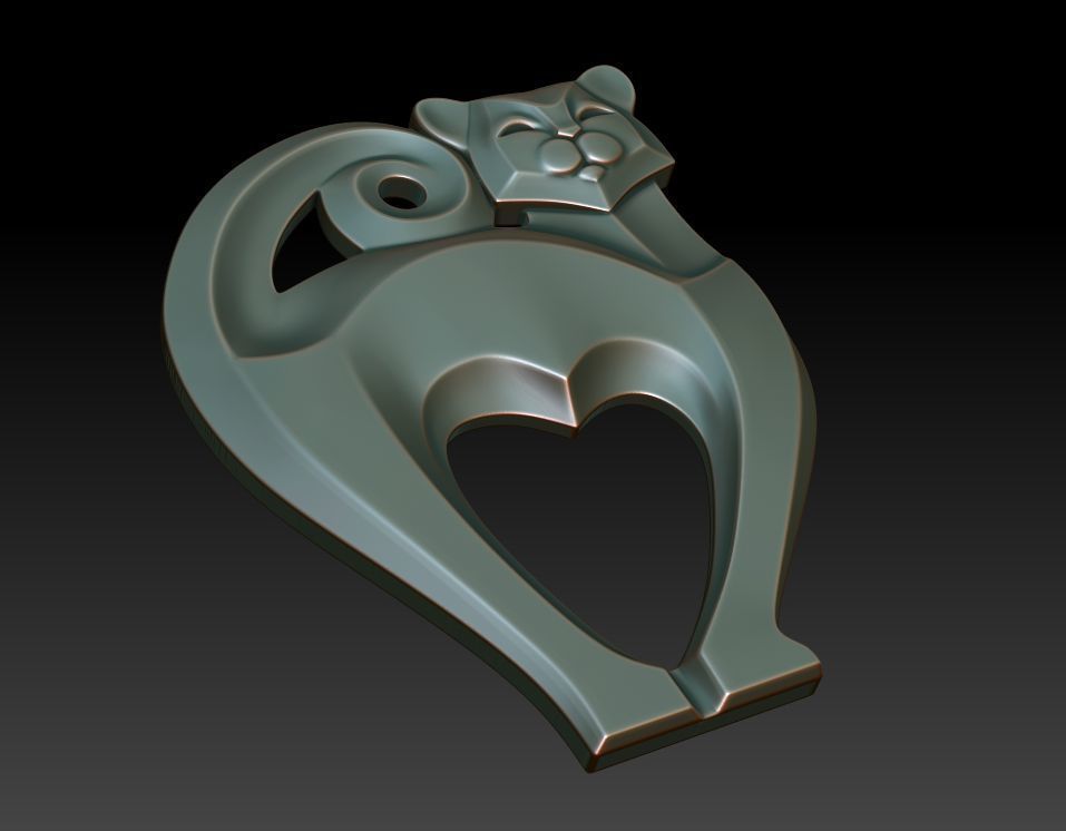 Cat pendant 3D print model_4