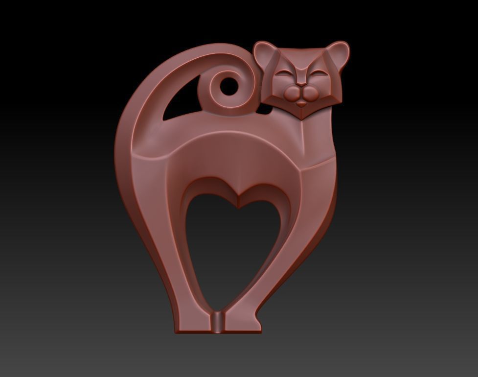 Cat pendant 3D print model_10