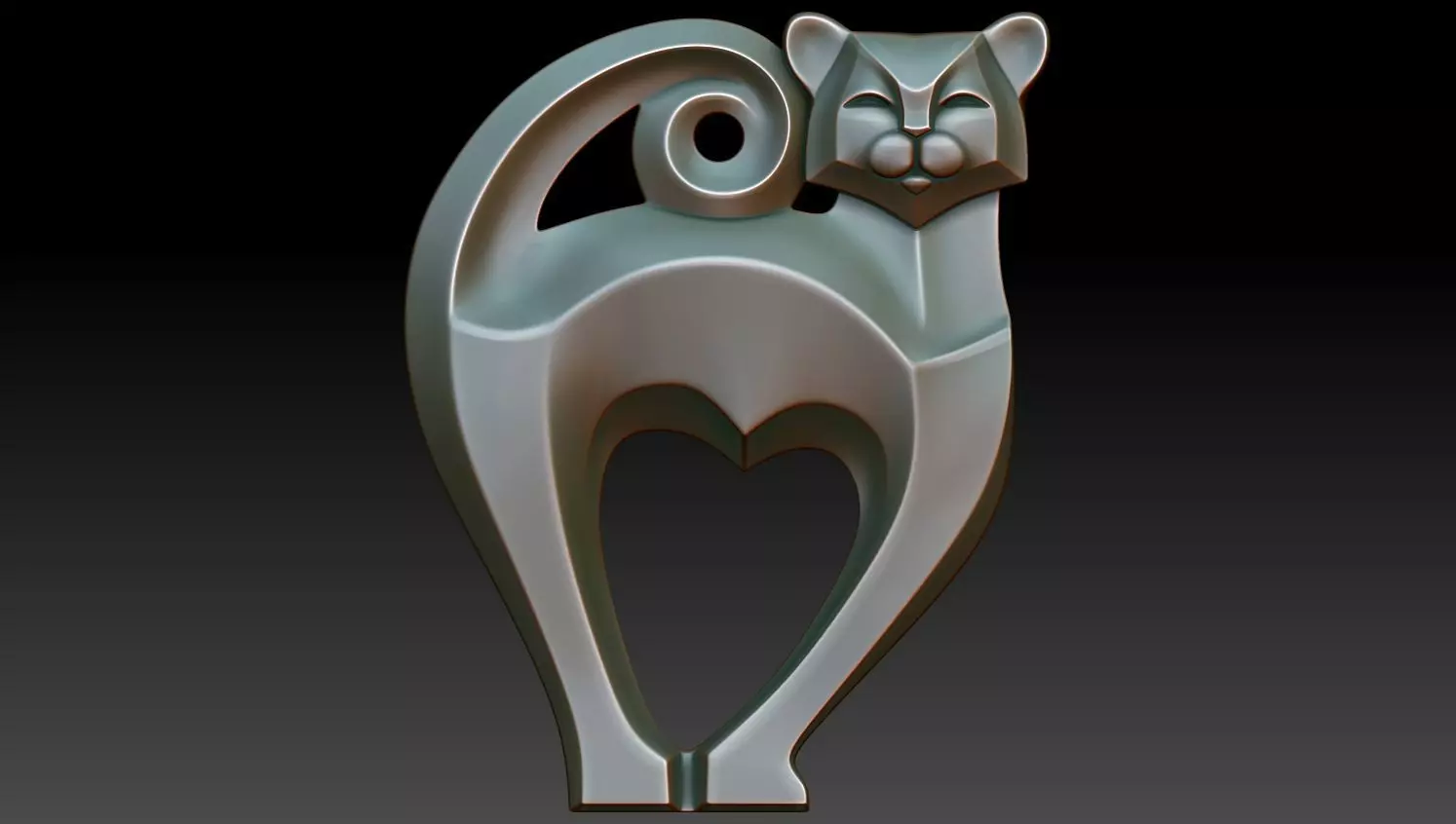 Cat pendant 3D print model_0
