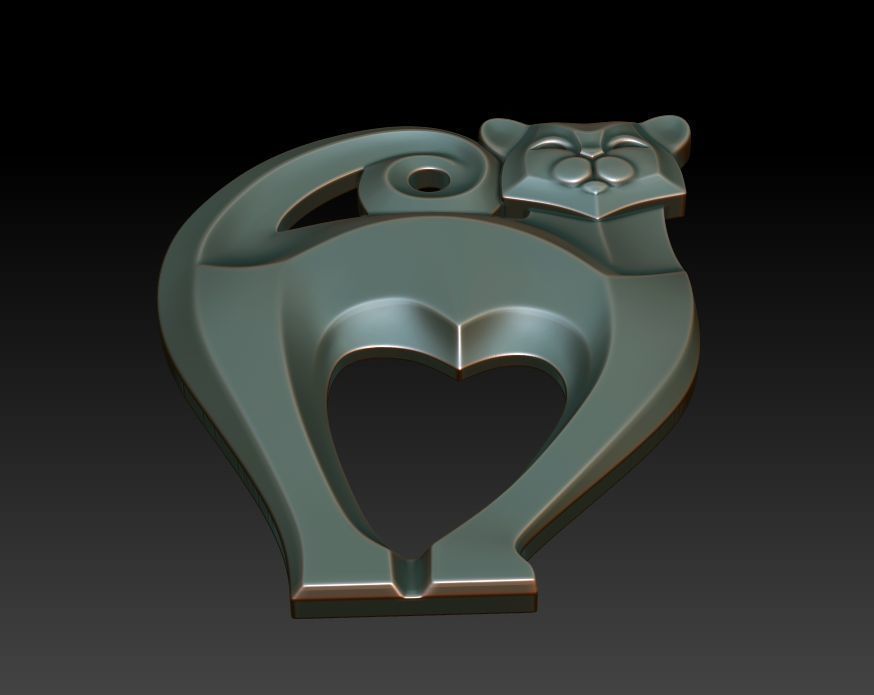 Cat pendant 3D print model_5