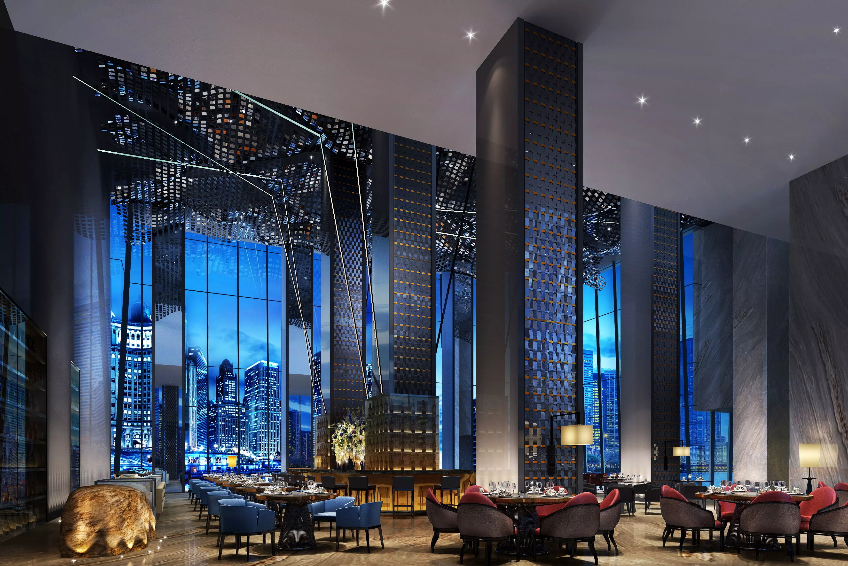 All day dining restaurant 3D model_0