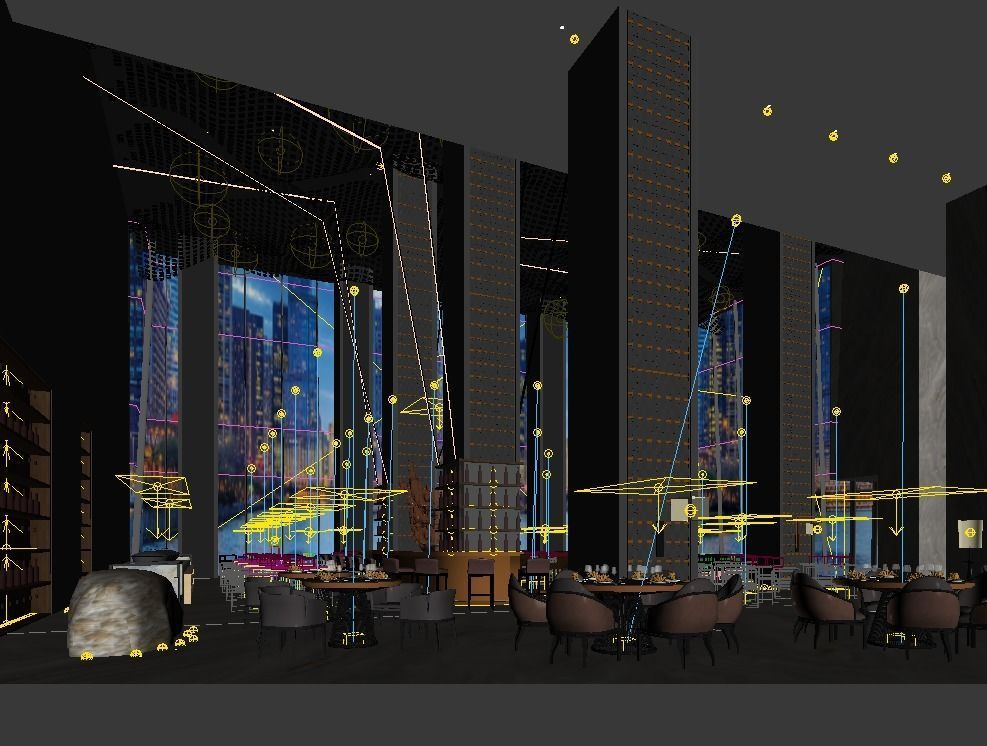 All day dining restaurant 3D model_2